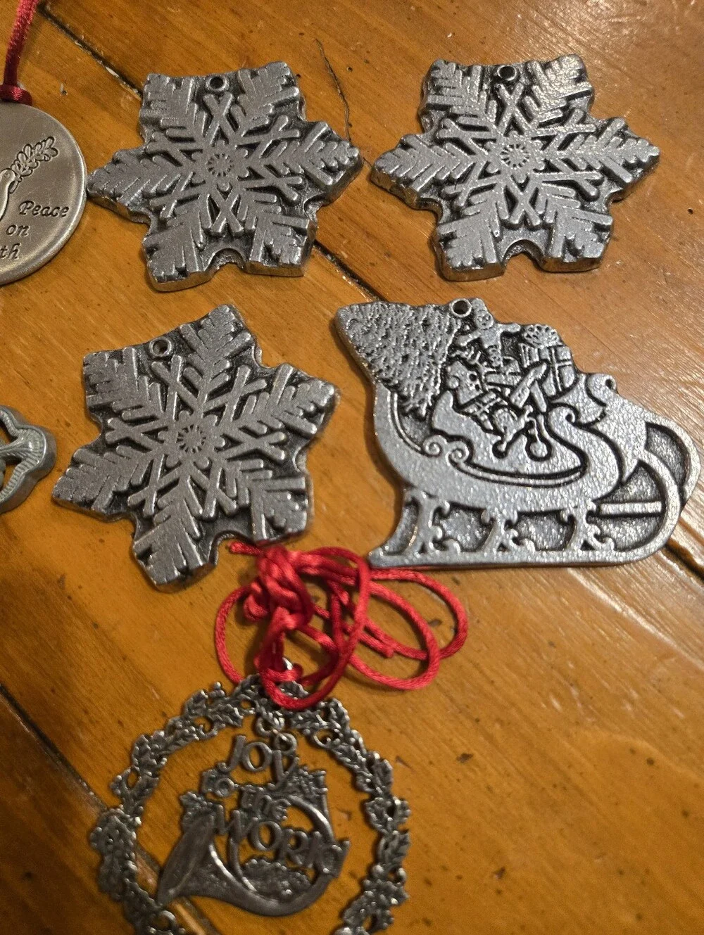Vintage Metal Christmas Ornament Lot Wilton Mixed Makers Snowflake Santa Cross